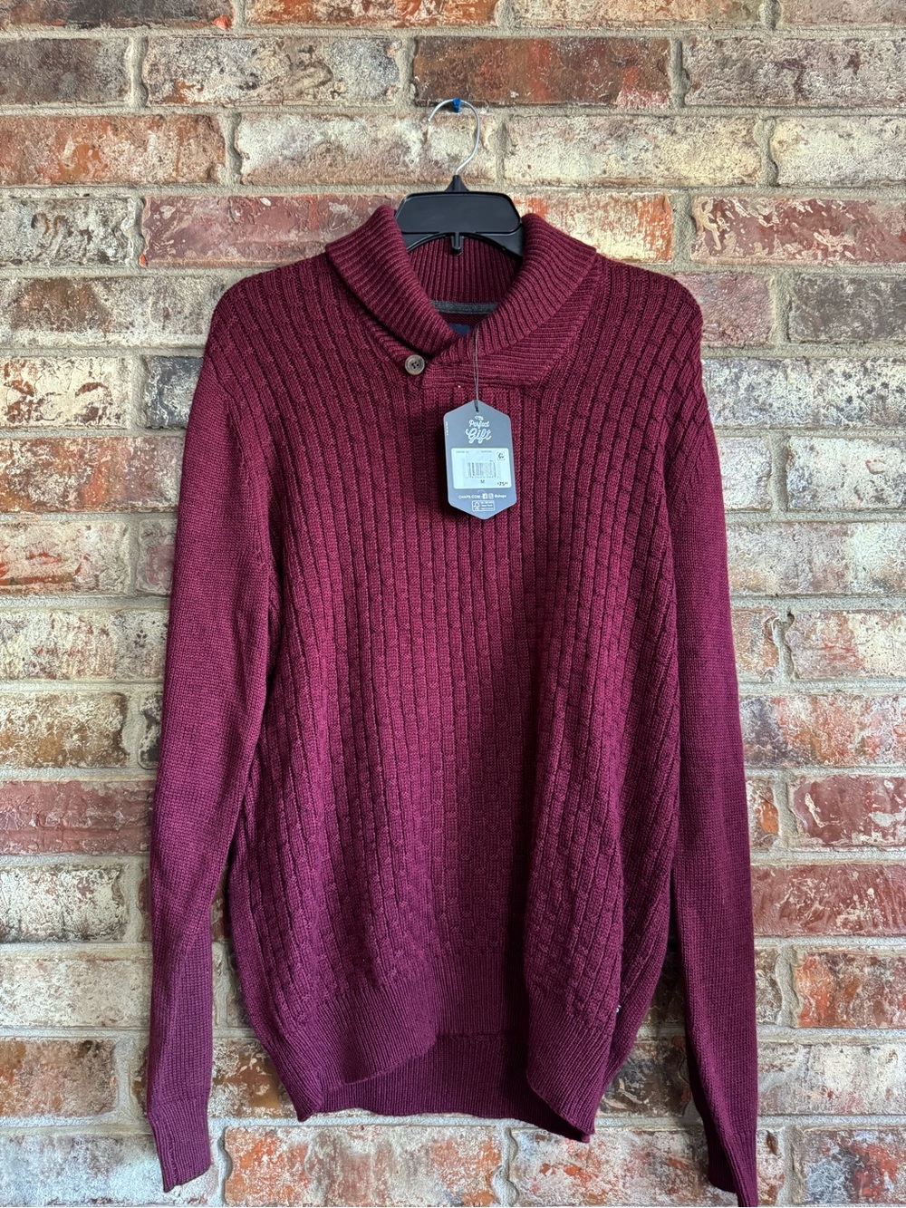 Chaps Men's Cable Knit Sweater - Burgundy